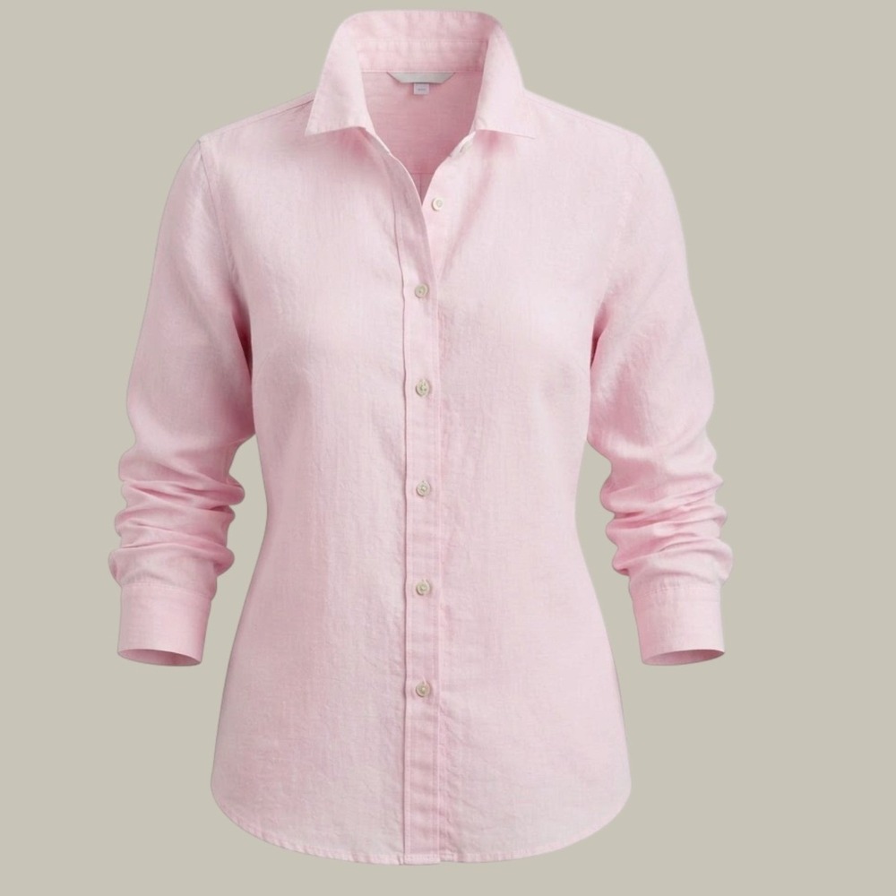 J. Jill Pink Cotton Viscose Textured Button Down Tunic Shirt XL Long Sleeve